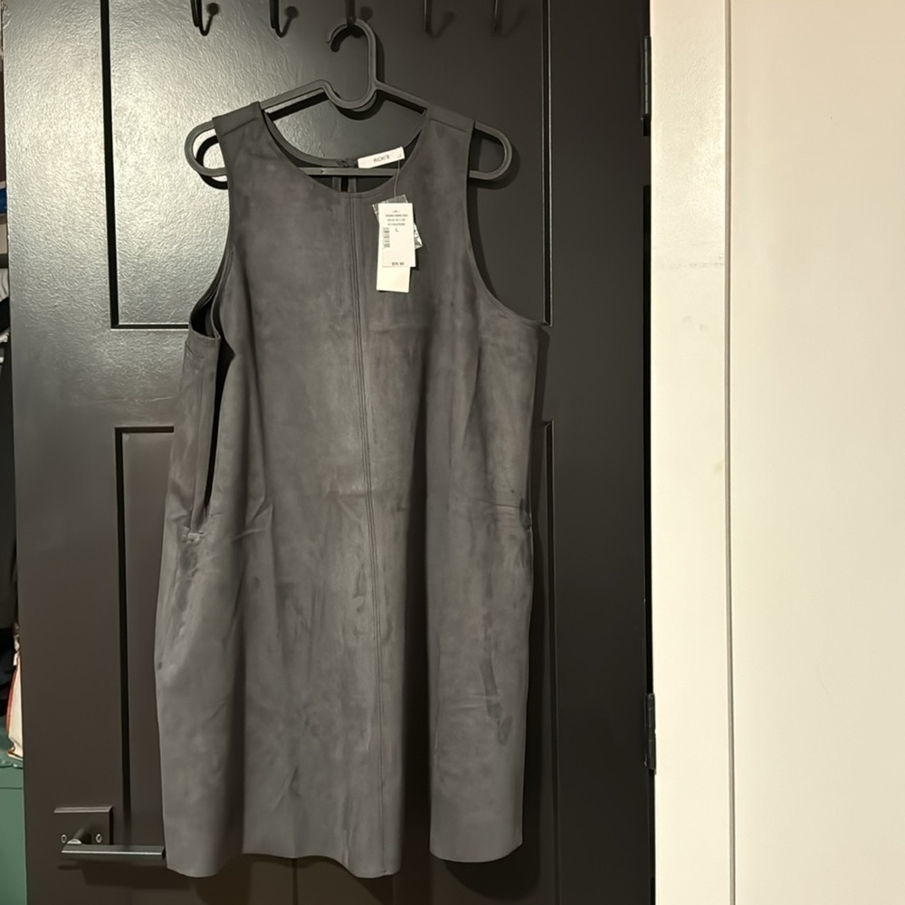 Rickis Sleeveless Faux Suede Dress Charcoal - Picture 5 of 8